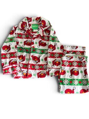 NWT Sesame Street Elmo Two Piece Christmas Themed Pajama Set